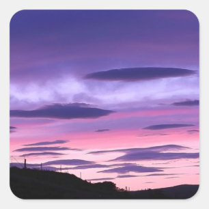 Alien Invasion Sunset Sci‑Fi UFO Extraterrestrial Square Sticker