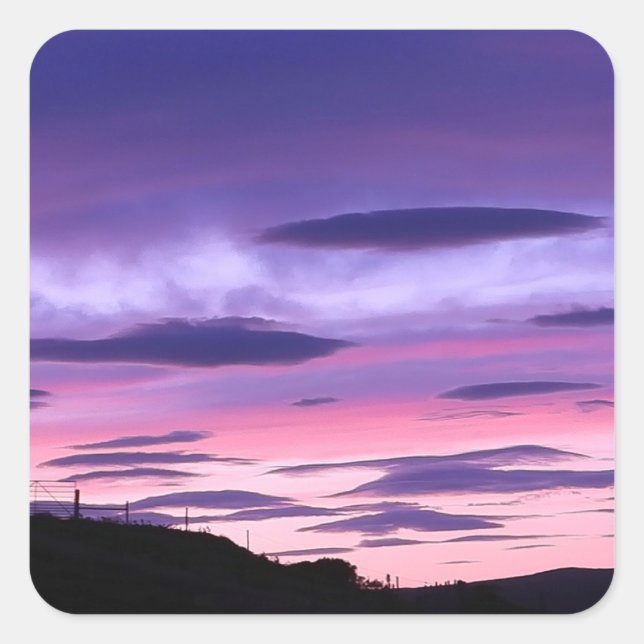 Alien Invasion Sunset Sci‑Fi UFO Extraterrestrial  Square Sticker (Front)