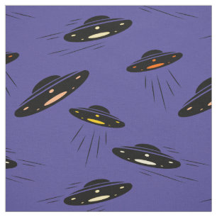 Alien Invasion UFO Printed Fabric