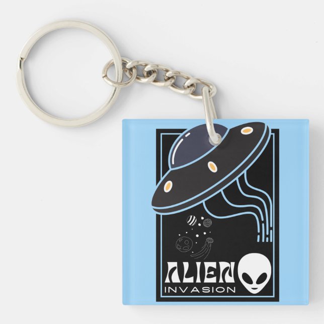 Alien Invasion UFO space galaxy Key Ring (Front)