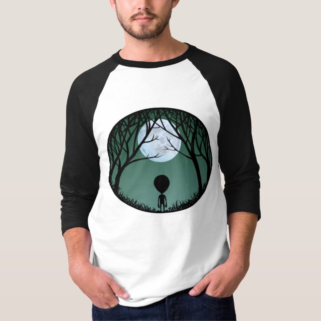 Alien Jersey Shirt Alien w. Moon Baseball Jersey (Front)