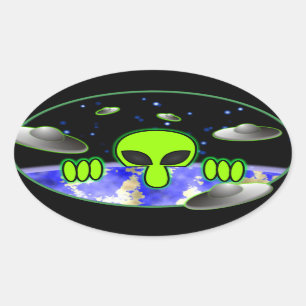 Alien Kilroy Oval Sticker