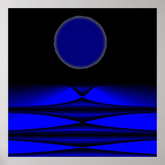 Alien land full moon night poster