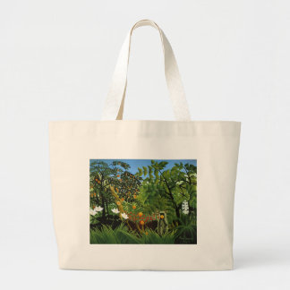 Alien Landscape Primitive Forest Monkey Large Tote Bag