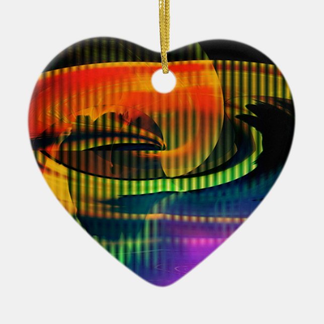 Alien Landscape Rainbow Abstract Ceramic Tree Decoration (Front)