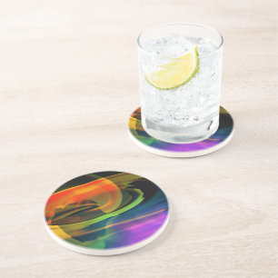 Alien Landscape Rainbow Abstract Coaster