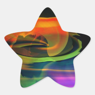 Alien Landscape Rainbow Abstract Star Sticker