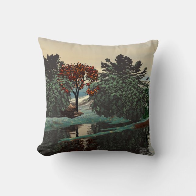 ALIEN LANDSCAPE,TREES,LAGOON HYPERION Sci Fi Cushion (Front)