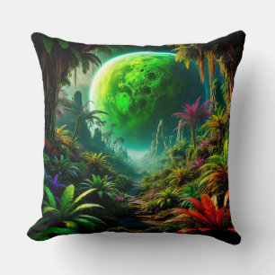 Alien Landscape with Lush Vegetation Cushion
