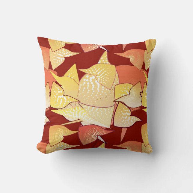 “Alien Lilies” Abstract - Rust and Gold Cushion (Front)