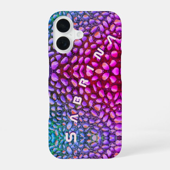 Alien Lizard Stonephone with your Name iPhone 16 Case (Back)