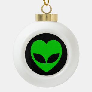 Alien Love Heart Ceramic Ball Christmas Ornament