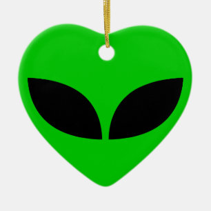 Alien Love Heart Ceramic Ornament