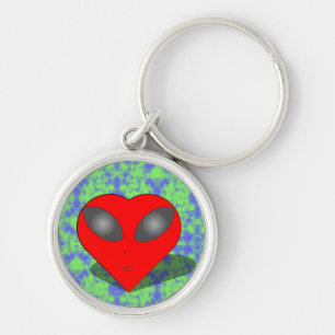 Alien Love Heart Key Ring