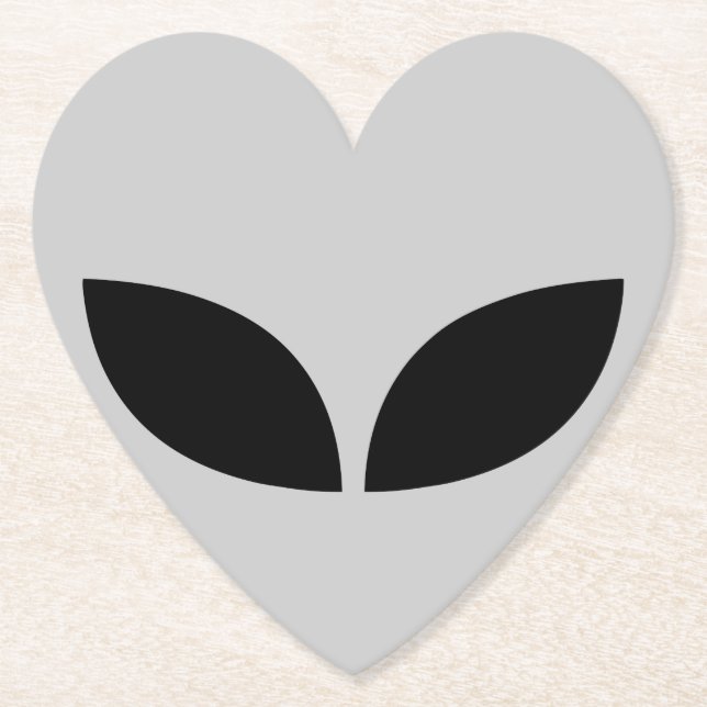 Alien Love Heart Paper Coaster (Front)