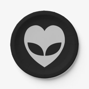Alien Love Heart Paper Plate