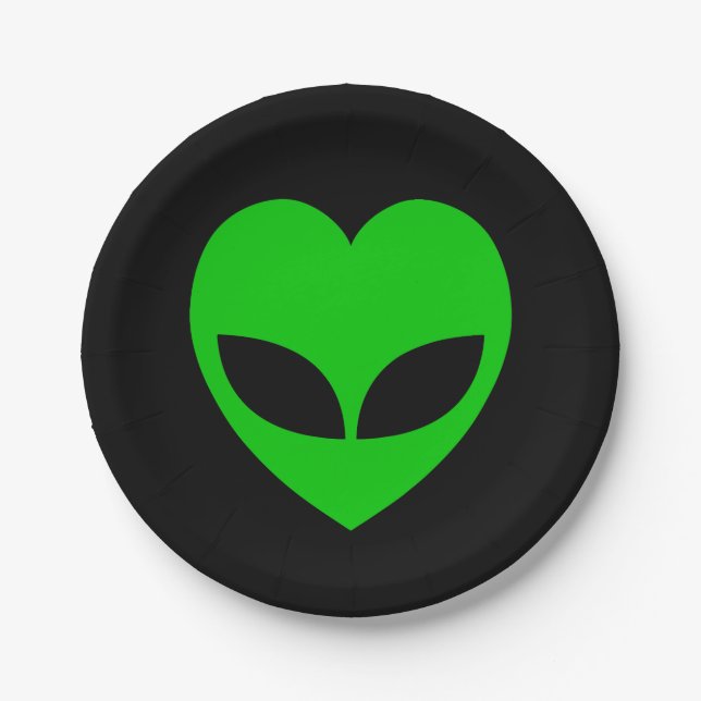 Alien Love Heart Paper Plates (Front)