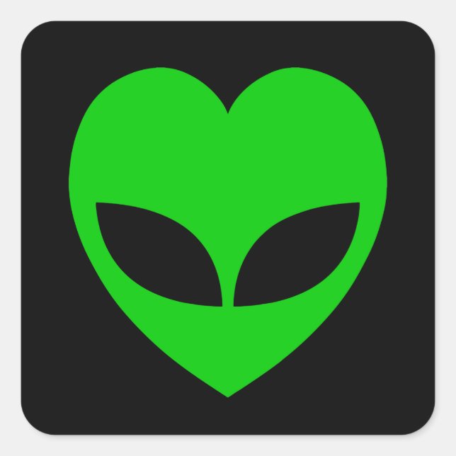 Alien Love Heart Square Sticker (Front)