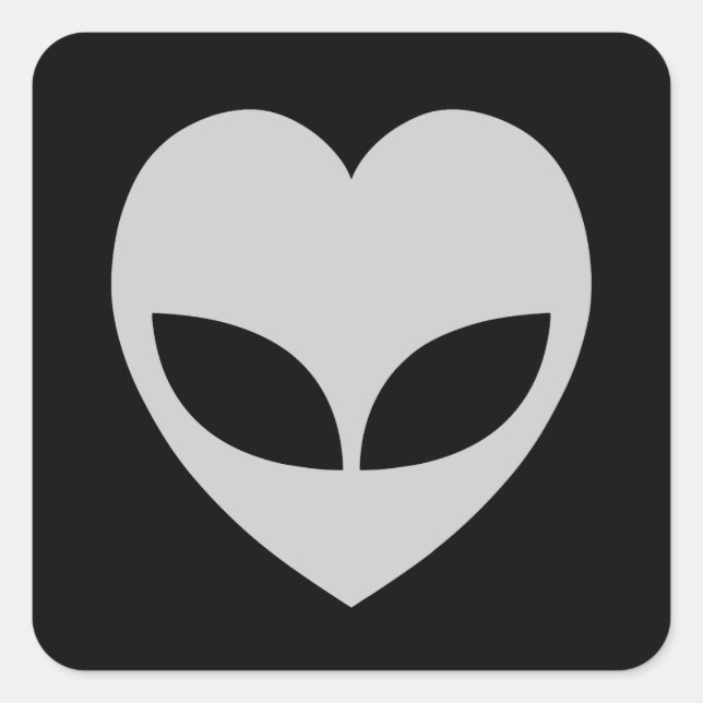 Alien Love Heart Square Sticker (Front)