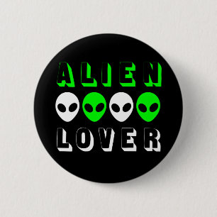 Alien Lover in Bright Green and White 6 Cm Round Badge