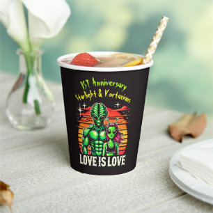 Alien Lovers Under Glowing Sunset Paper Cups