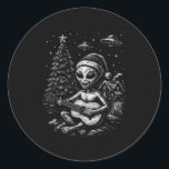 Alien Loves Christmas  Classic Round Sticker<br><div class="desc">Alien Loves Christmas</div>
