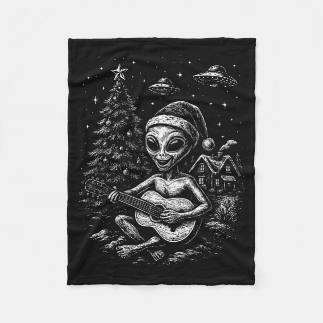 Alien Loves Christmas  Fleece Blanket (Front)