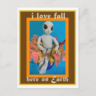 Alien Loves Fall Postcard