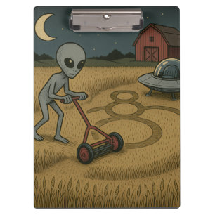 Alien Makes Crop Circles Fun Science Fiction Art Clipboard