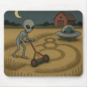 Alien Makes Crop Circles Fun Science Fiction Art Mouse Mat