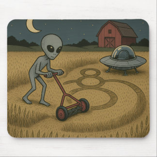 Alien Makes Crop Circles Fun Science Fiction Art Mouse Mat