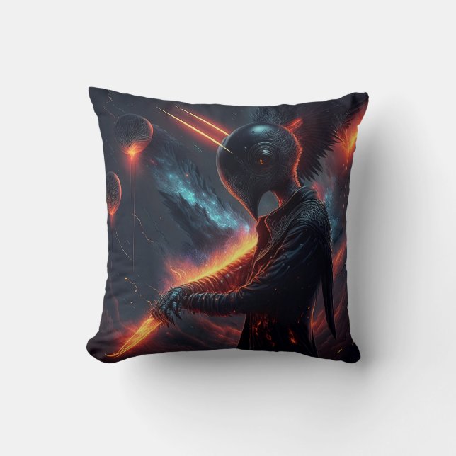 Alien Manipulating Fire Beam Cushion (Front)