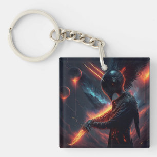 Alien Manipulating Fire Beam Key Ring