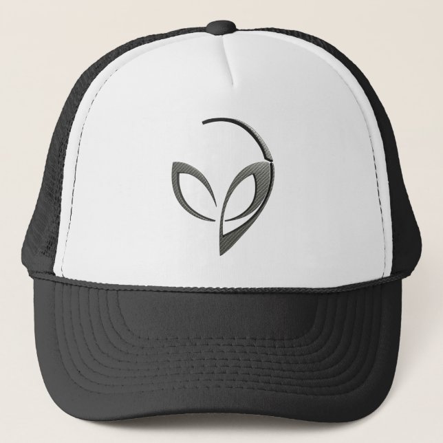 Alien Mascot in "Carbon Fibre" Trucker Hat (Front)