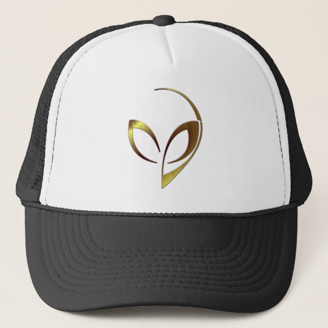 Alien Mascot in "Gold Swirls" Trucker Hat (Front)