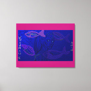Alien Mermaid with Semi-Transparent Fish Canvas Print