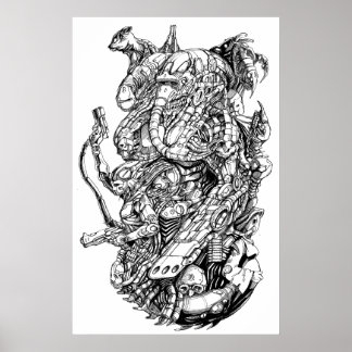 alien metal ink art poster