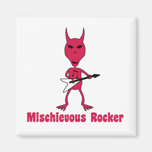 Alien Mischievous Rocker Square Magnet (Front)