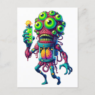 Alien Monster Creation with Electrical Test Tube Invitation Postcard