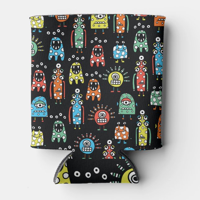 Alien Monsters: Cute Seamless Vintage Can Cooler (Front)