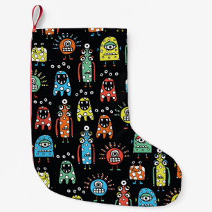 Alien Monsters: Cute Seamless Vintage Small Christmas Stocking