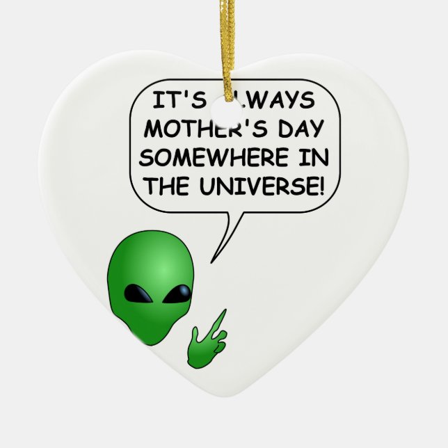 Alien Mother's Day Ceramic Tree Decoration (Front)