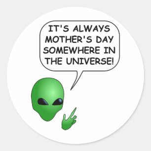 Alien Mother's Day Classic Round Sticker