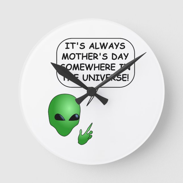 Alien Mother's Day Round Clock (Front)