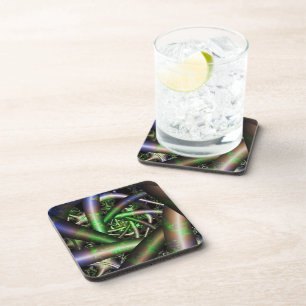 Alien Multicolor Fractal Art Coaster