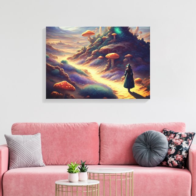 Alien  Mushroom Planet  Canvas Print (Insitu(LivingRoom))