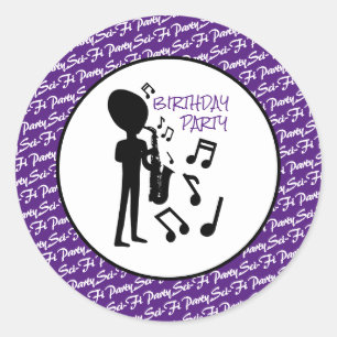 Alien Musician, Birthday Classic Round Sticker
