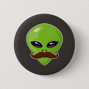 Alien Mustache 6 Cm Round Badge