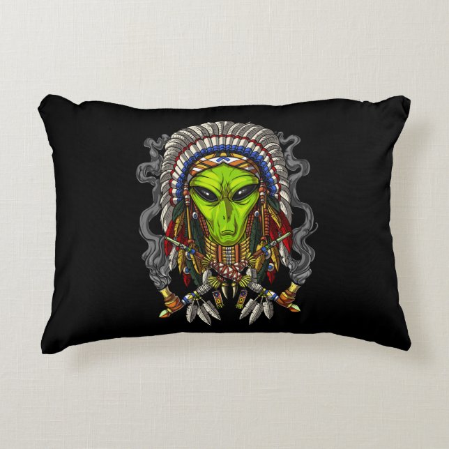 Alien Native American Chief Decorative Cushion (Front)