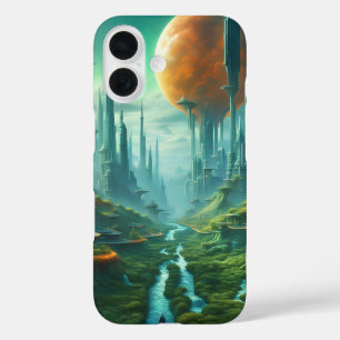 Alien Nature & Futuristic City Surreal Sci-Fi Art  iPhone 16 Case
